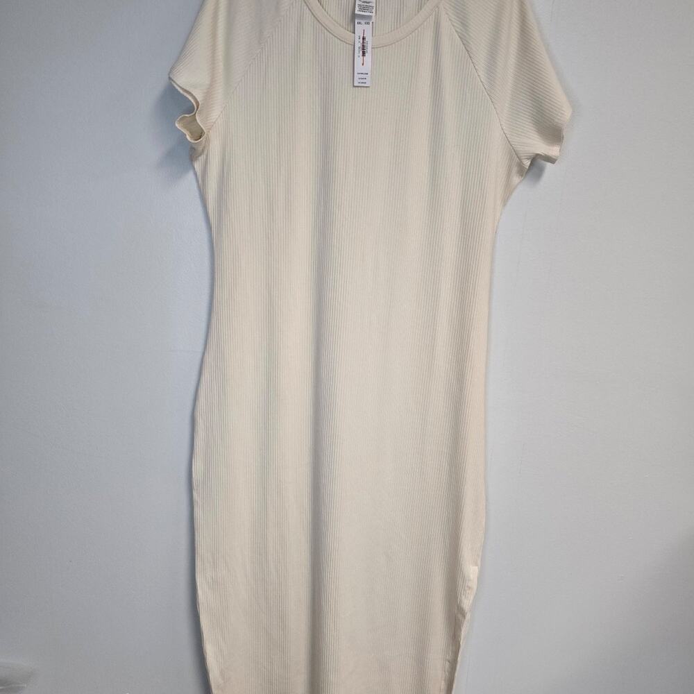 Victoria's Secret Pink Ivory Ribbed T-Shirt Dress sz XXL NWT